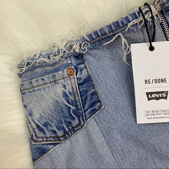 SOLD Re/Done Raw Edge Denim Mini Skirt - Picture 4 of 7
